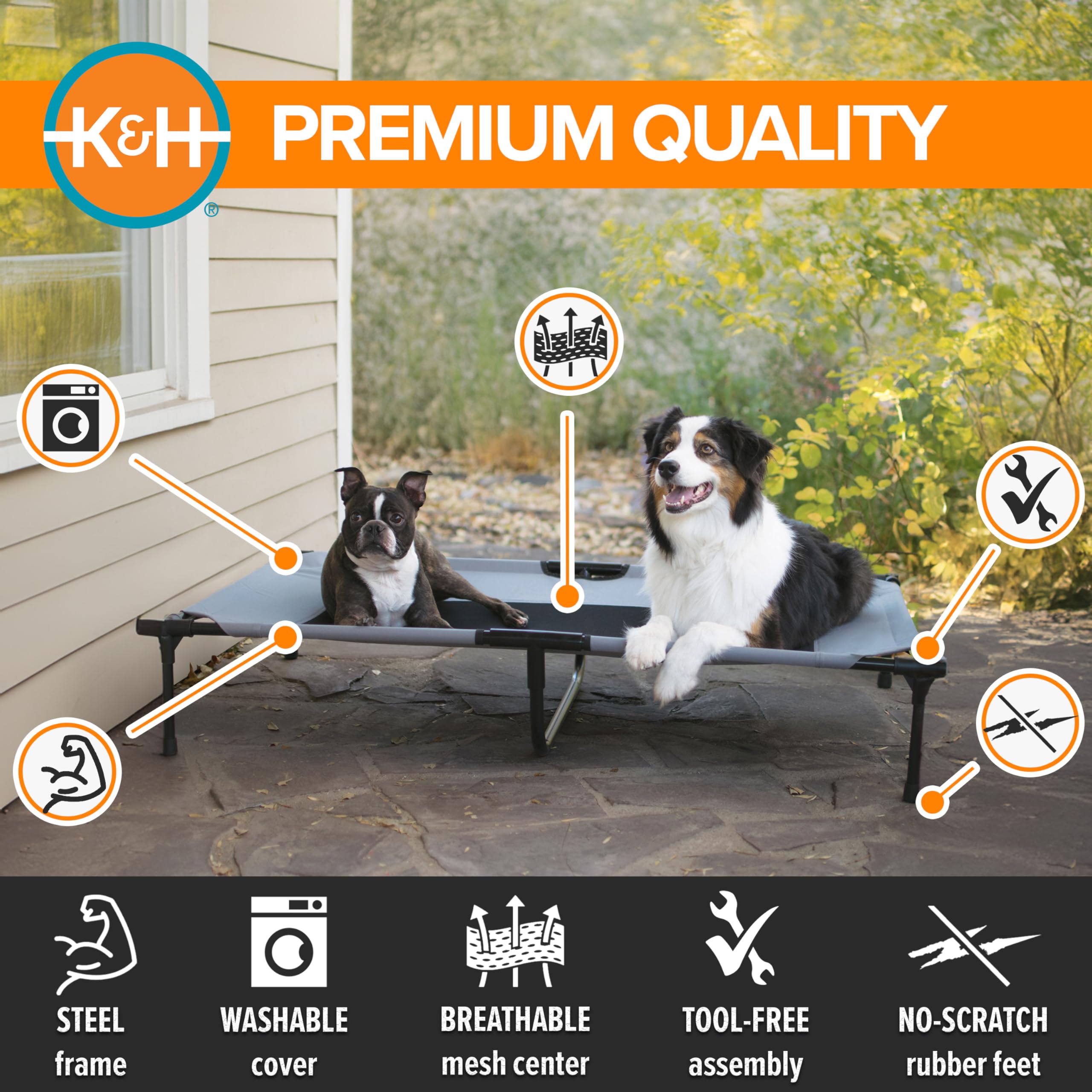 Hamac respirant K&H Pet Products, maille favorisant la circulation d’air.