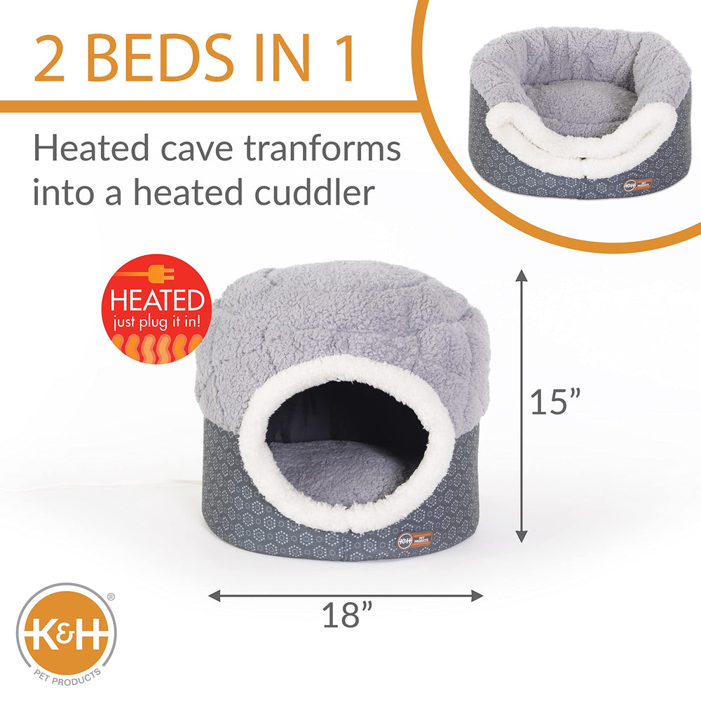 K&H Pet Products: nid-chaleur-chat-ouvert, transformation en nid spacieux.