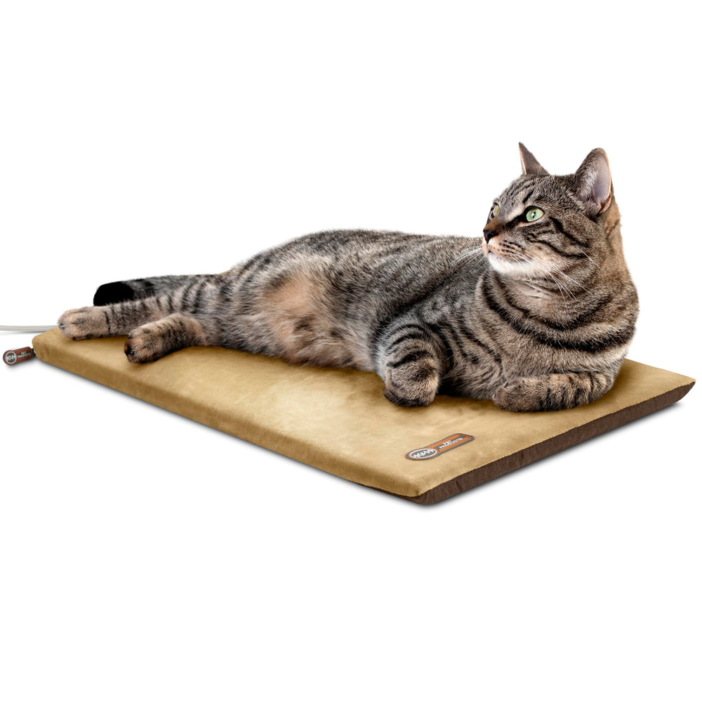 Tapis chauffant K&H pour chats moka-tan, chaleur douce pour siestes confortables