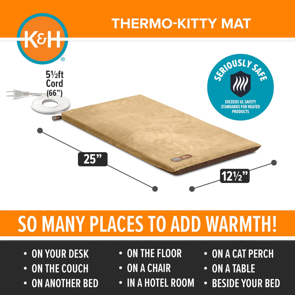Tapis K&H sur le lit du chat, utilisation simple et rapide