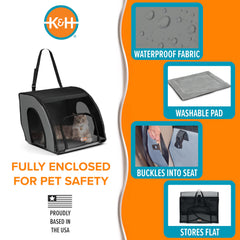 Porte d’accès large sur le transporteur K&H pour chiens et chats.