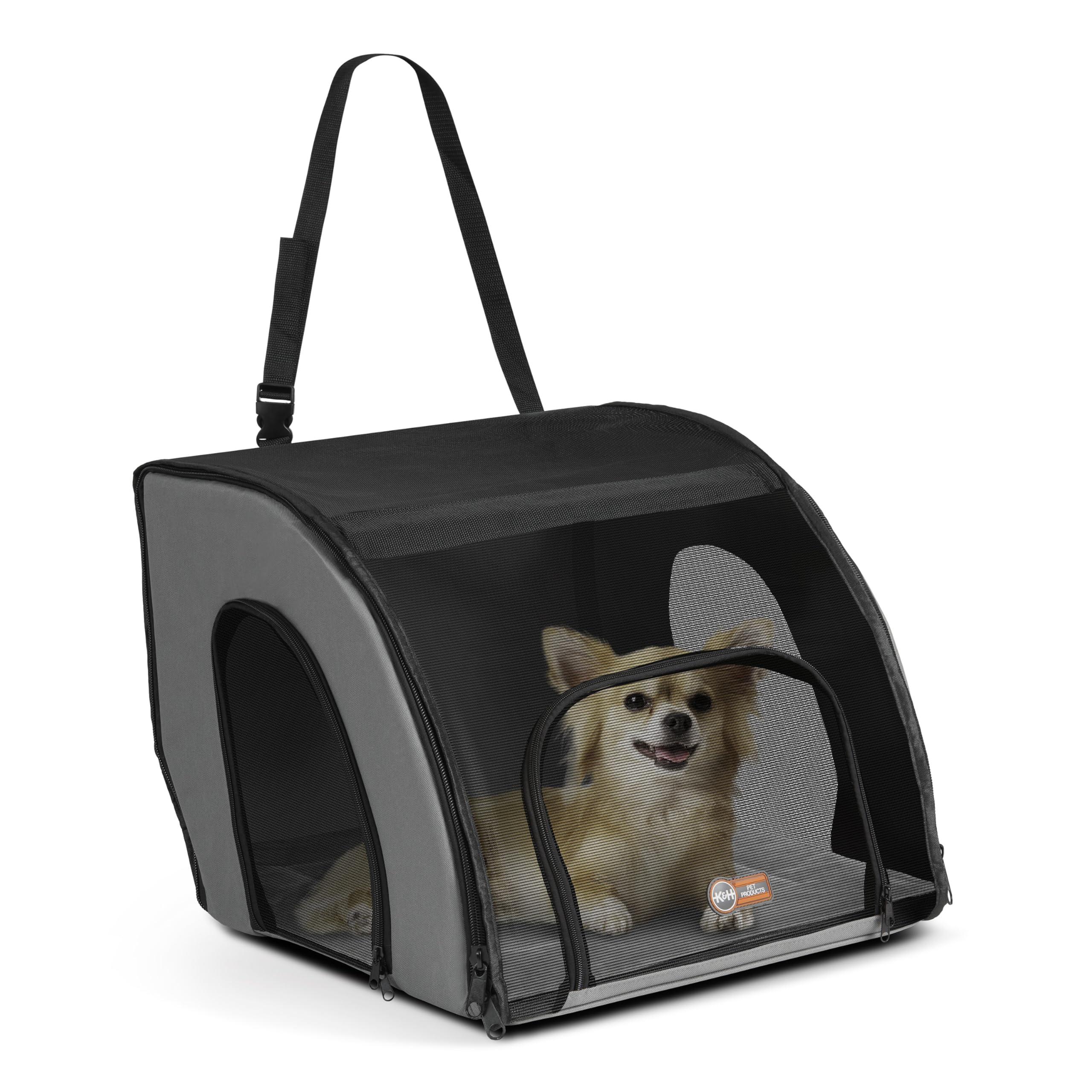 Sac voyage sécurité K&H pour chiens et chats, accès avant pratique.
