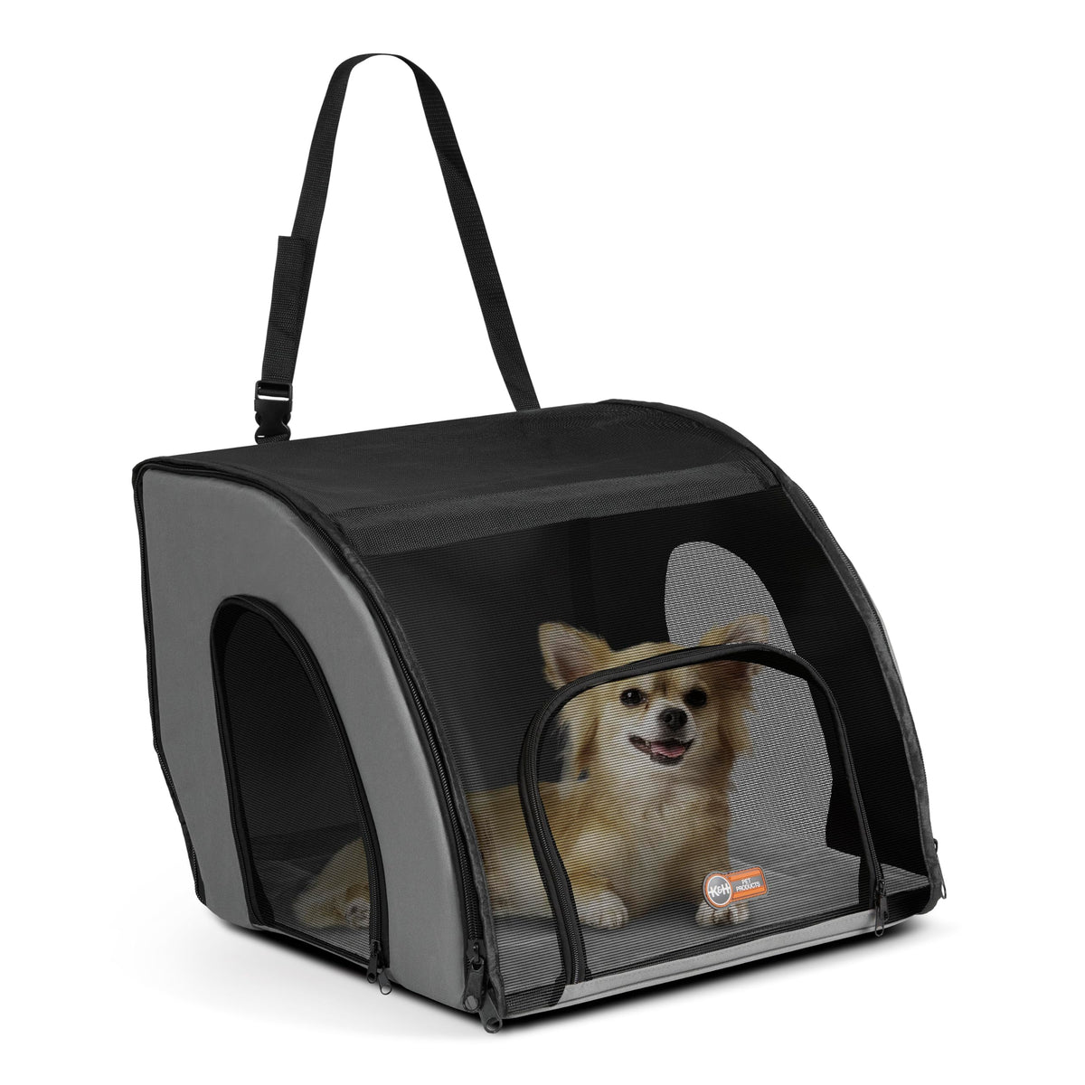 Sac voyage sécurité K&H pour chiens et chats, accès avant pratique.
