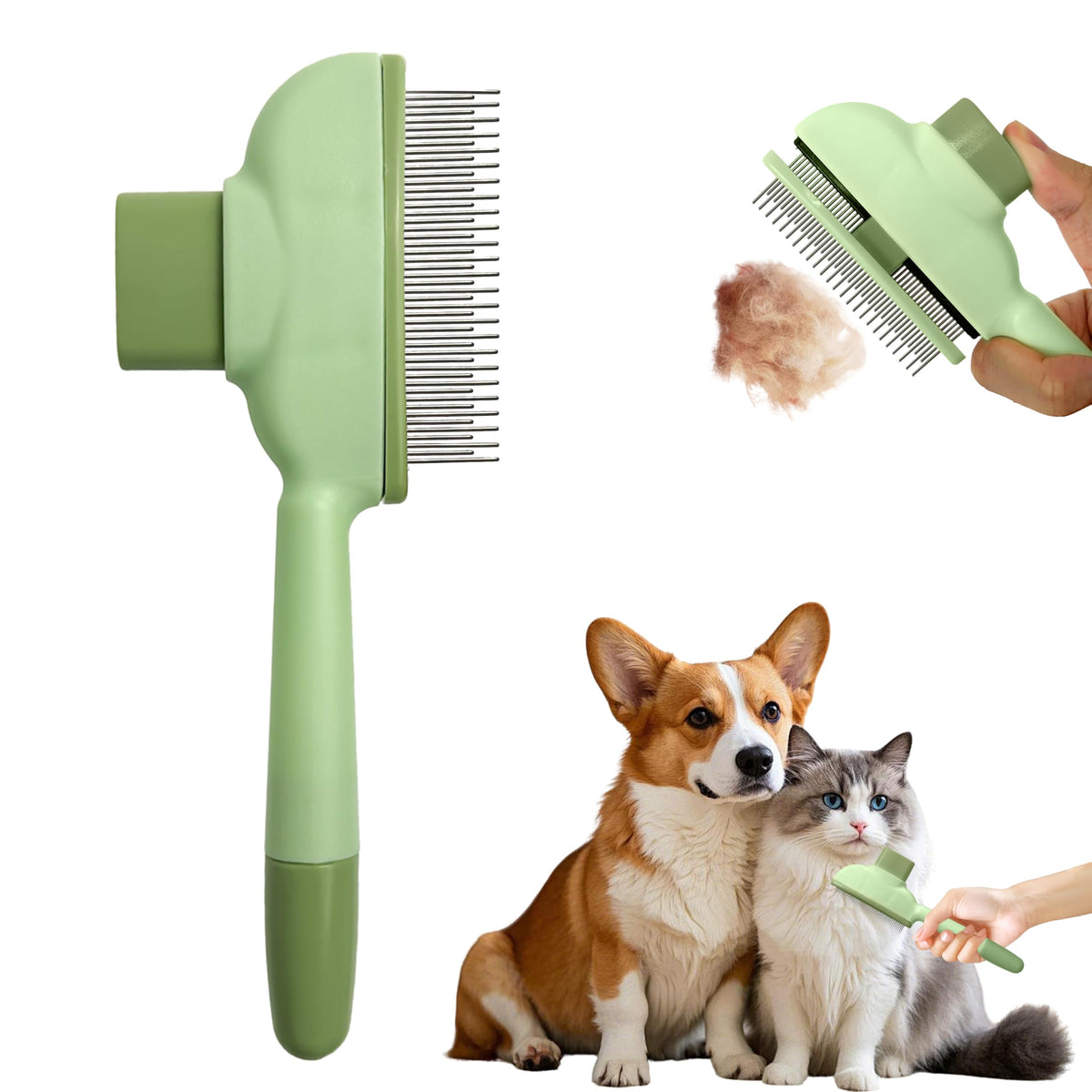 Brosse KHQBG anti-poils pour chat au poil long, réduction des nœuds et douceur.