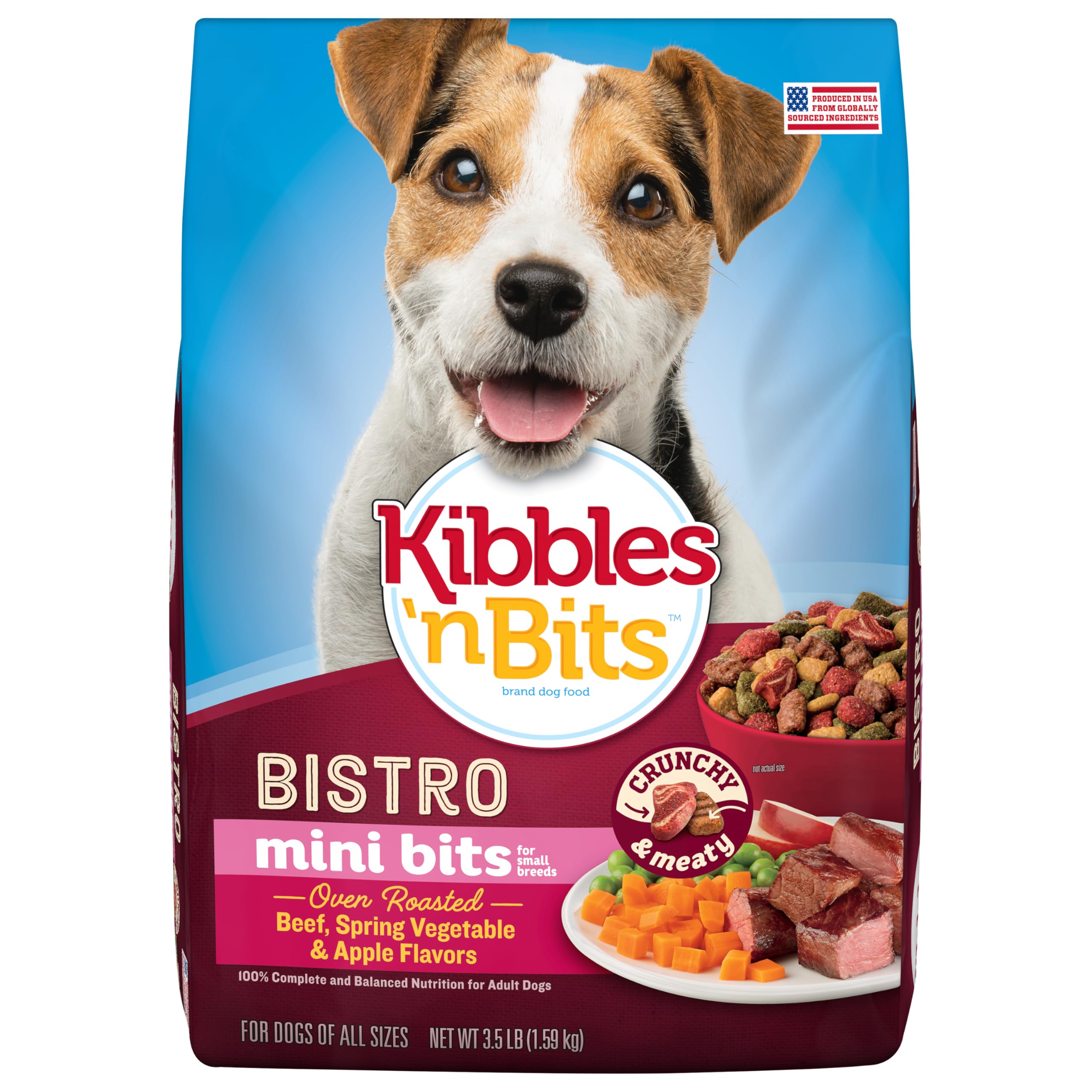 Kibbles 'n Bits Bistro Mini Bits – paquets 3,5 lb, pratique pour petits chiens.