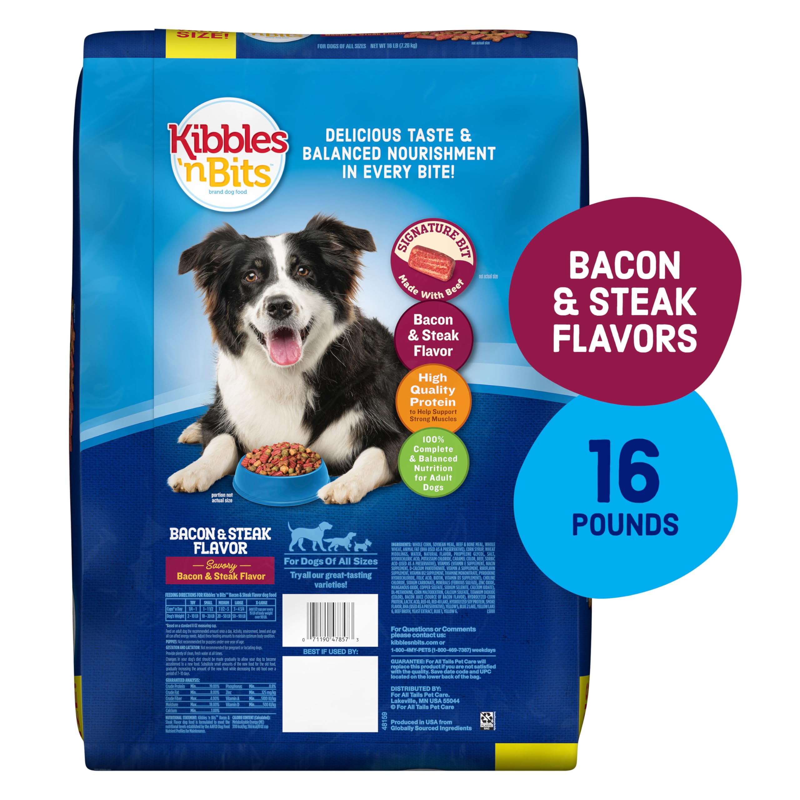 Morceaux de viande réels dans Kibbles 'n Bits pour chien.