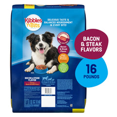 Morceaux de viande réels dans Kibbles 'n Bits pour chien.