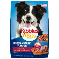 Kibbles 'n Bits, sac de nourriture sèche pour chien bacon-steak, repas appétissant