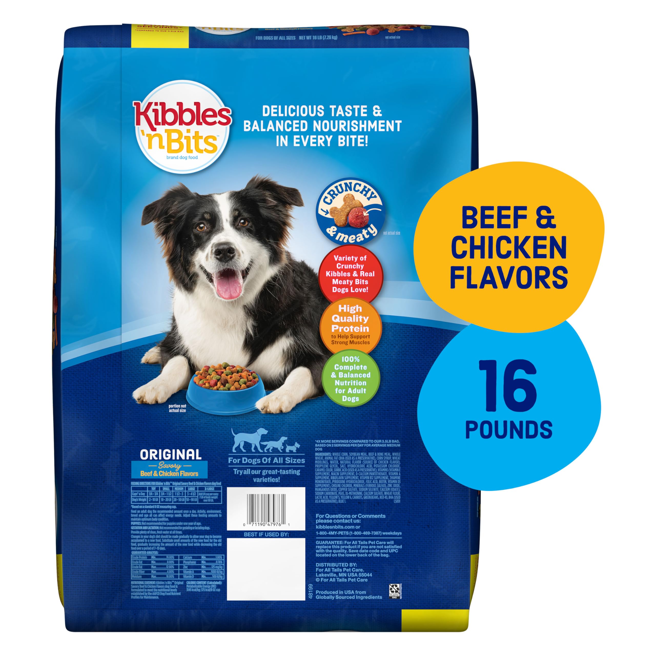 Kibbles 'n Bits Original, texture crunch des croquettes pour stimuler l'appétit.