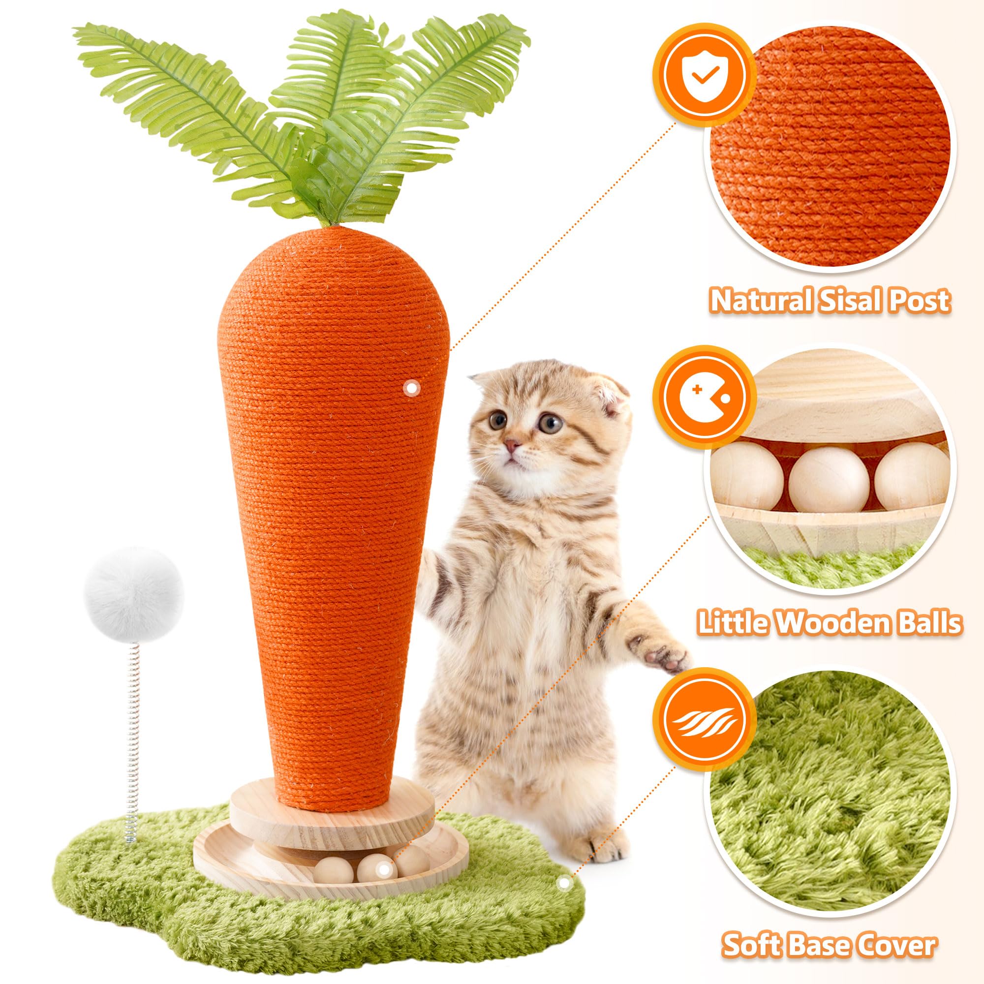 Kicari griffoir chat tourneur bois propose une rotation ludique.
