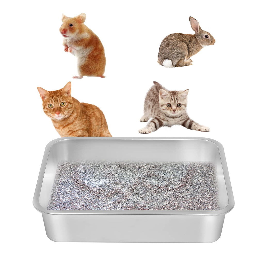 Kichwit bac à litière inox 17-5x13-5x4, durable et facile à nettoyer