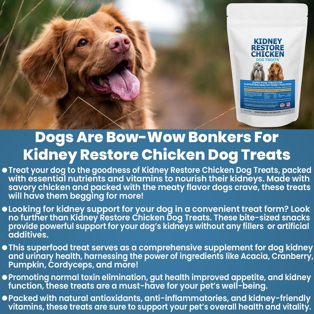 Kidney Restore bienfaits nutrition chien poulet, soutien potentiel pour l'équilibre.