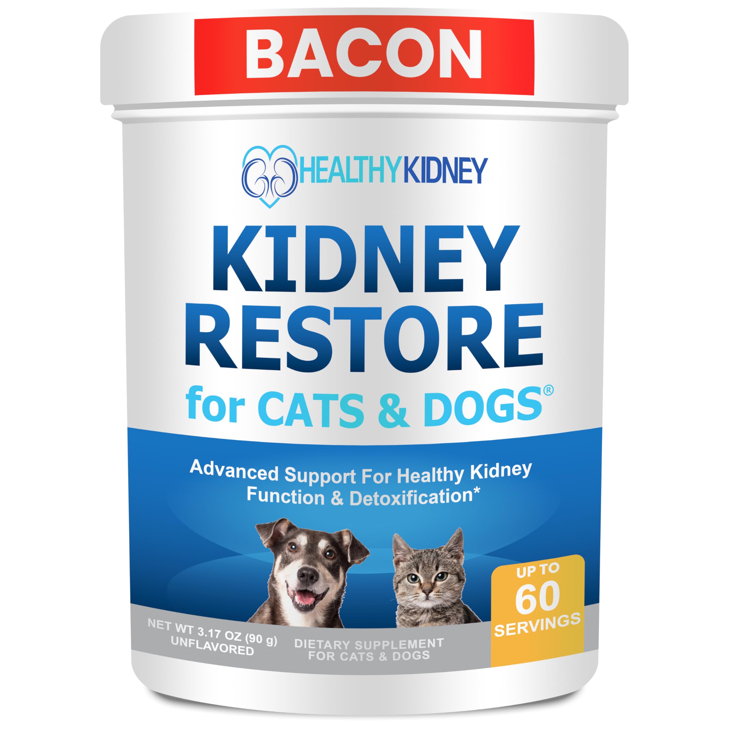 Kidney Restore: bouteille et étiquette, soutien rénal quotidien pour chats et chiens