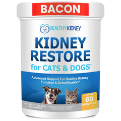 Kidney Restore: bouteille et étiquette, soutien rénal quotidien pour chats et chiens