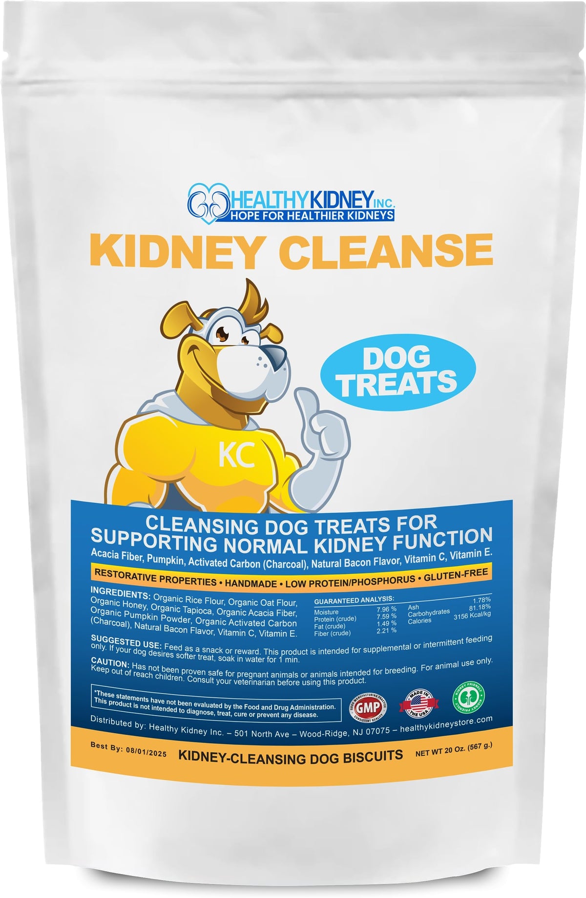 Kidney Restore friandise renale bacon pour chien, soutien potentiel aux fonctions rénales.