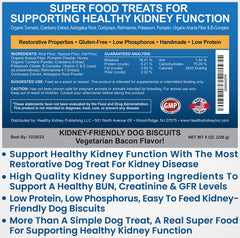 Étiquette des ingrédients Kidney Restore bacon pour chien pour transparence