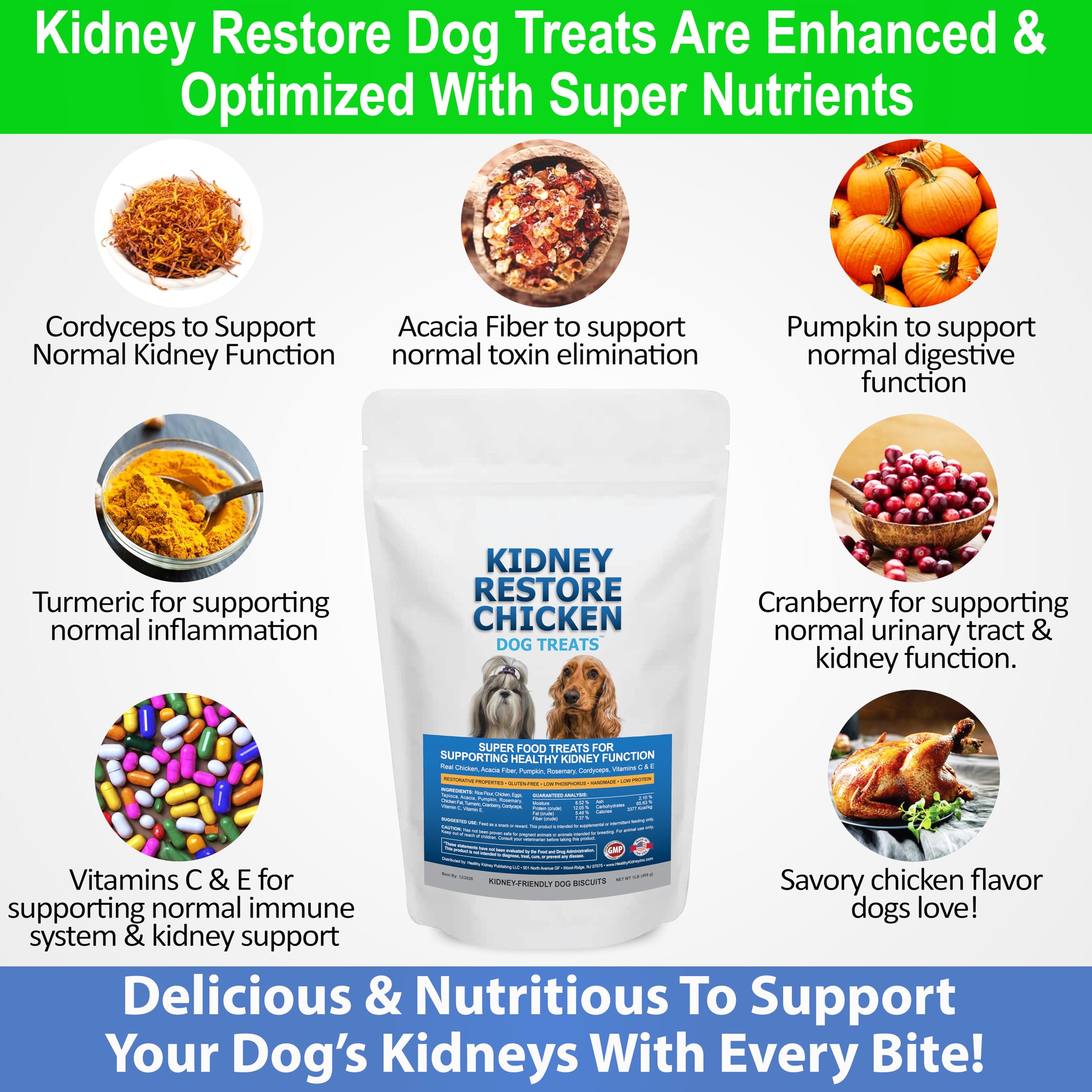 Kidney Restore ingrédients chien poulet, formulation adaptée pour régime rénal.