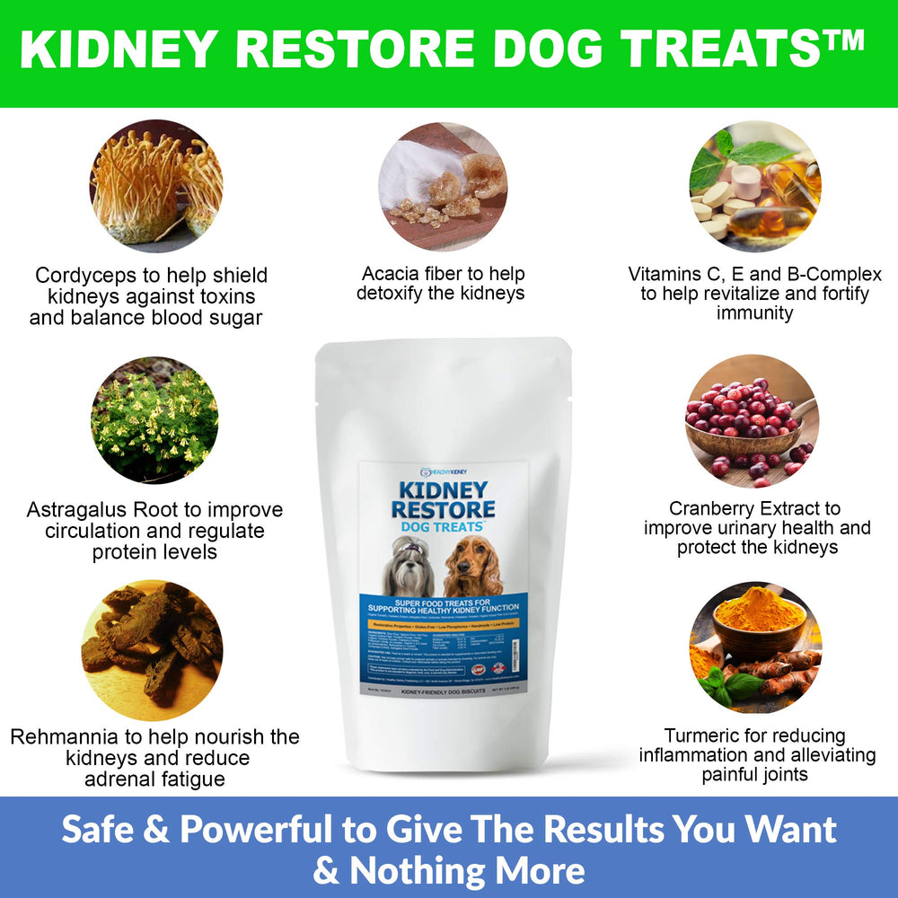 Kidney Restore – utilisation bacon chien, récompense saine pour le rénal.