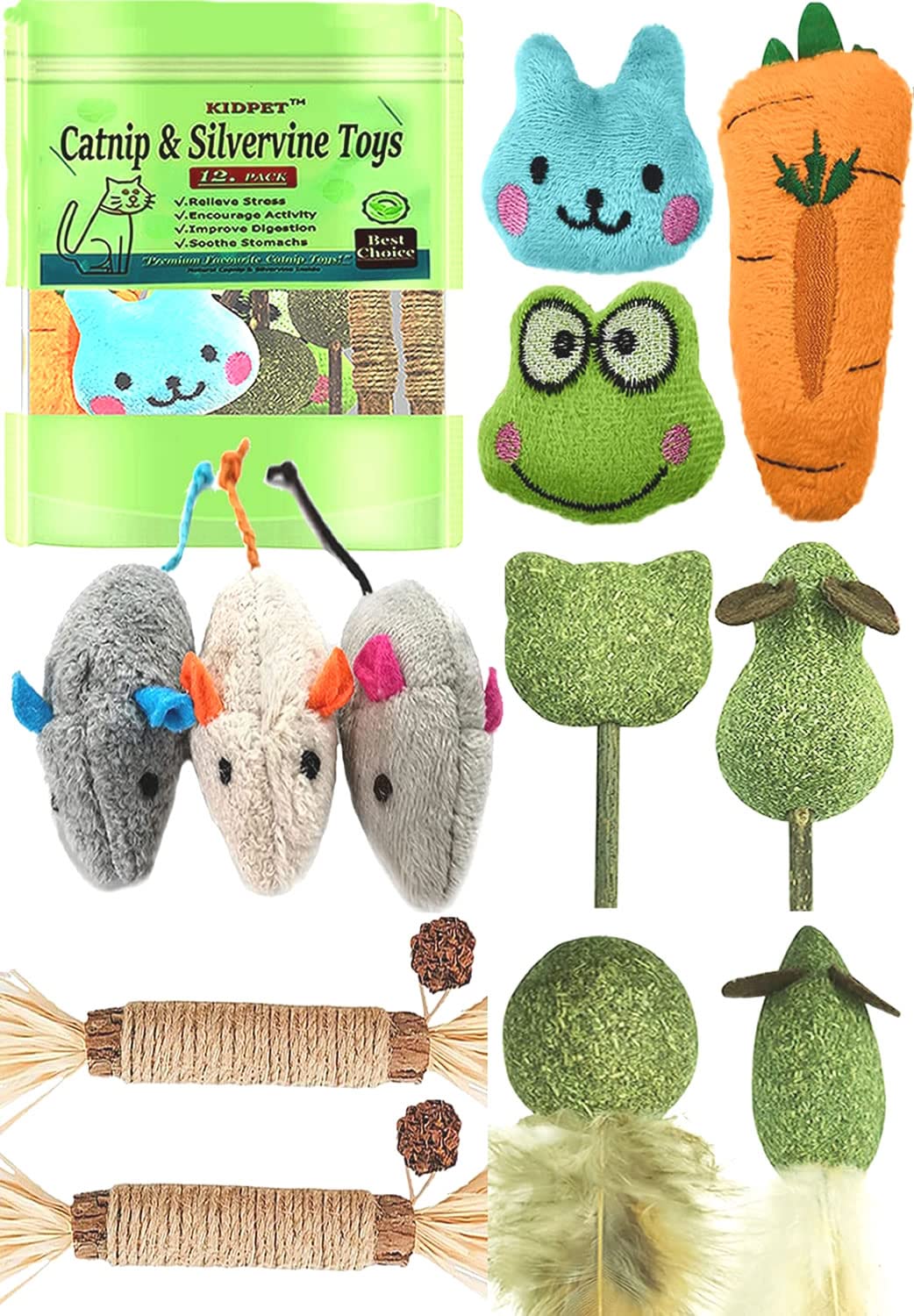 Souris en peluche Kidpet, cataire, stimulation ludique et enrichissement quotidien.