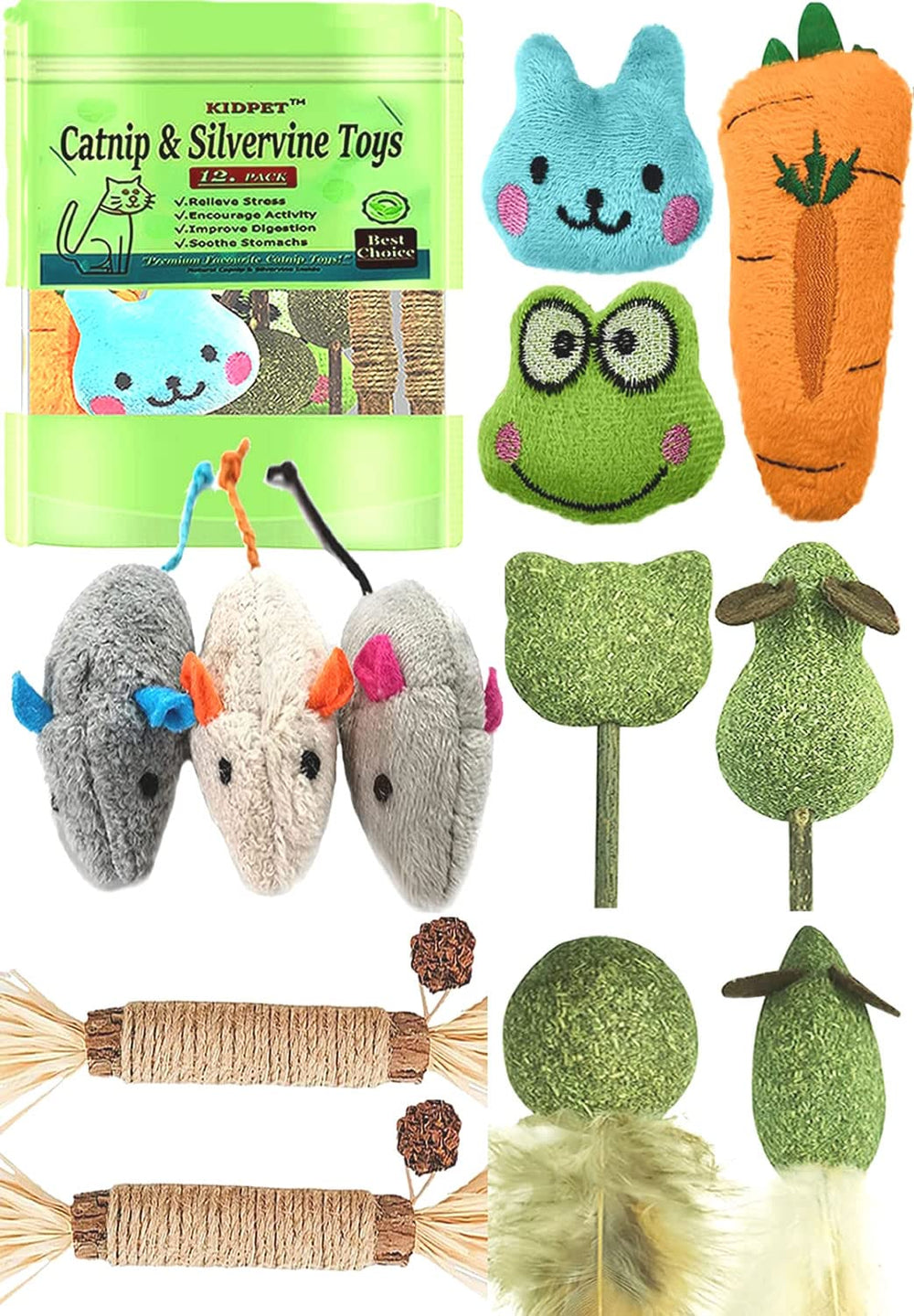 Souris en peluche Kidpet, cataire, stimulation ludique et enrichissement quotidien.