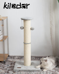 Kilodor poste-chat gris avec base stable pour chats actifs.