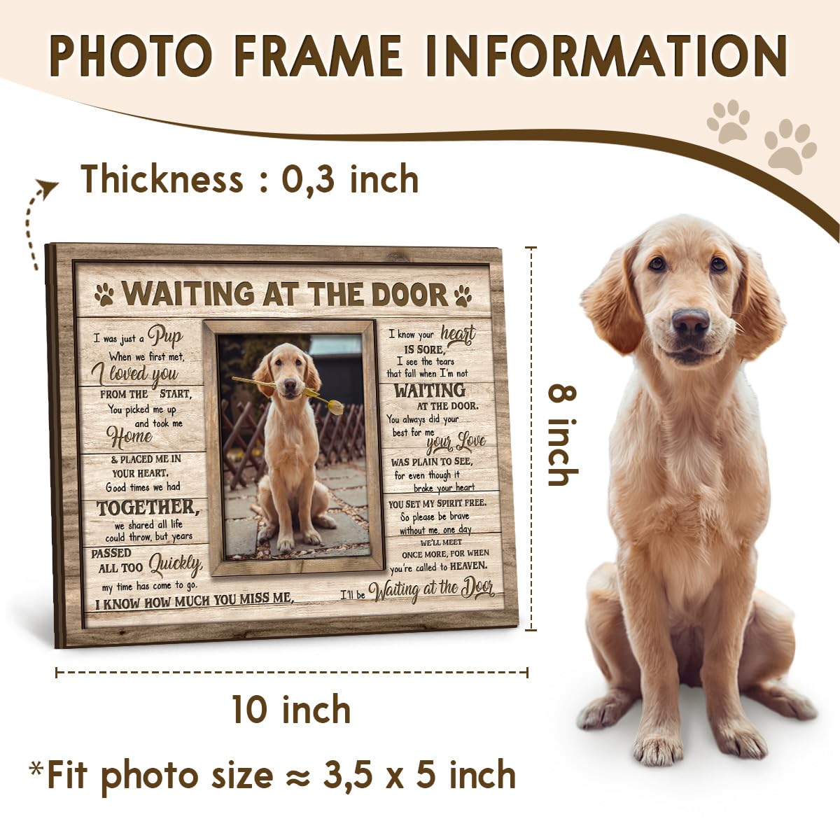 Kilyhome cadre mémoire chien bois double couche apporte chaleur à votre coin souvenir