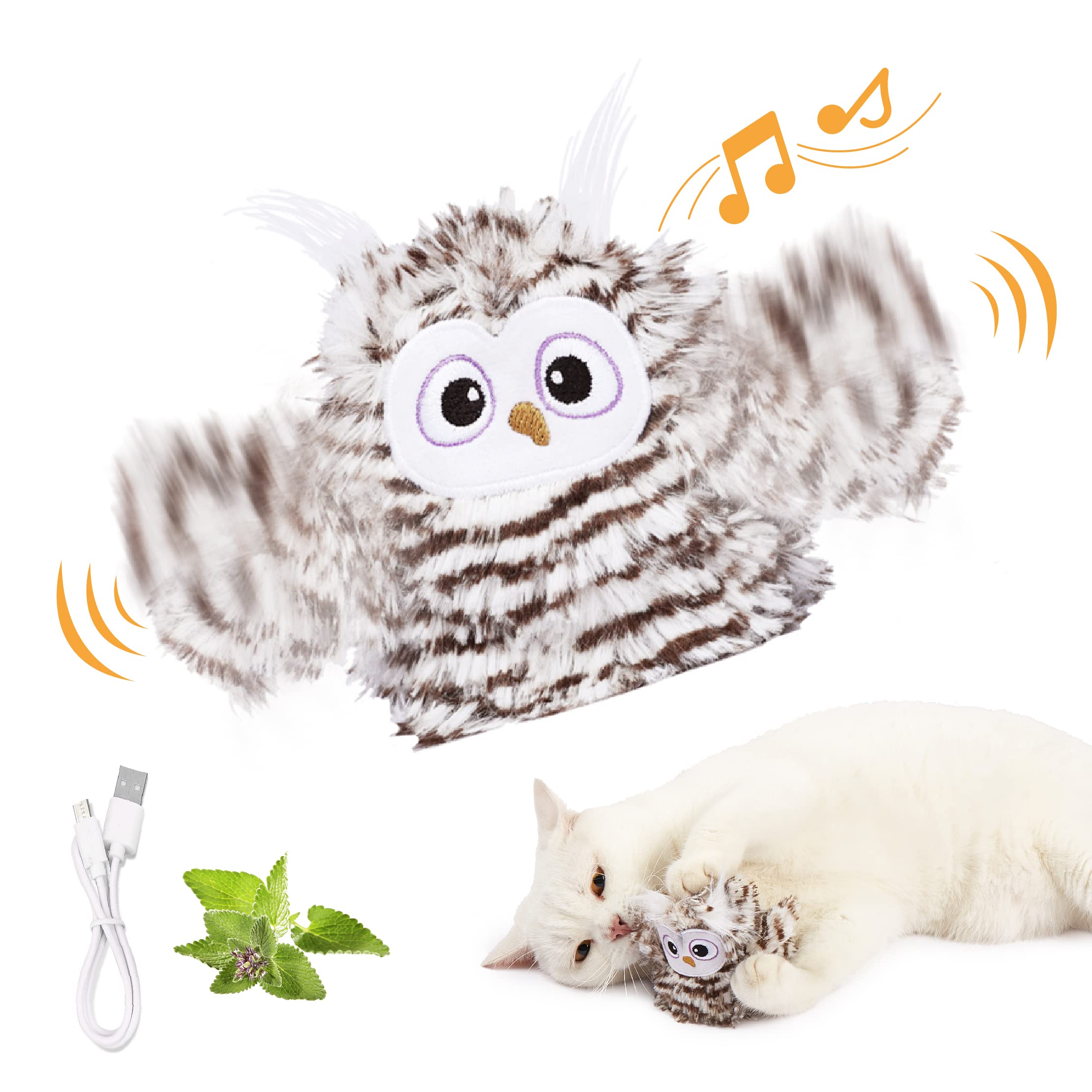 Kimee chouette interactive: ailes battantes stimulent le jeu du chat.