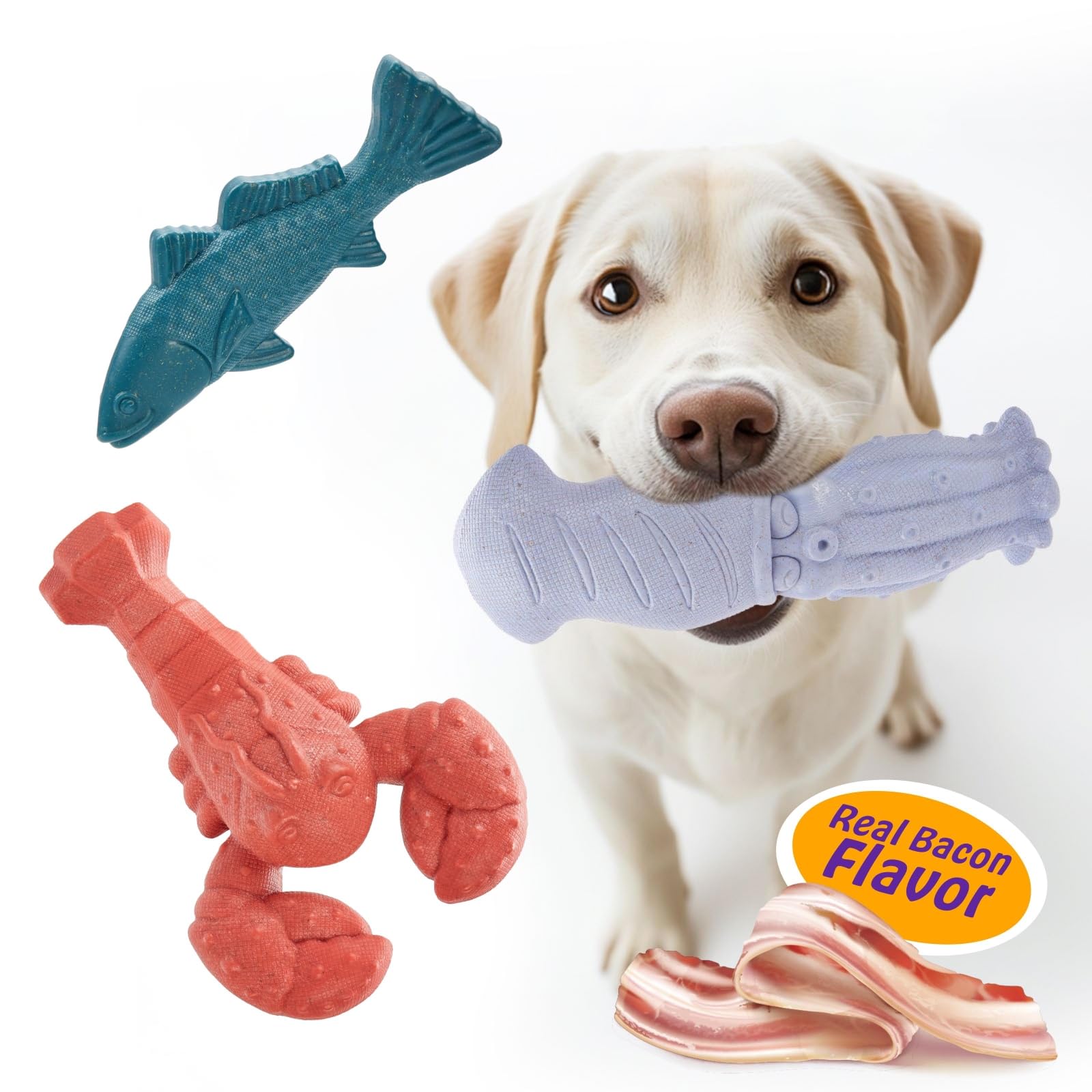 Jouet Kimee Homard indestructible pour mâcher longtemps et divertissement sain.