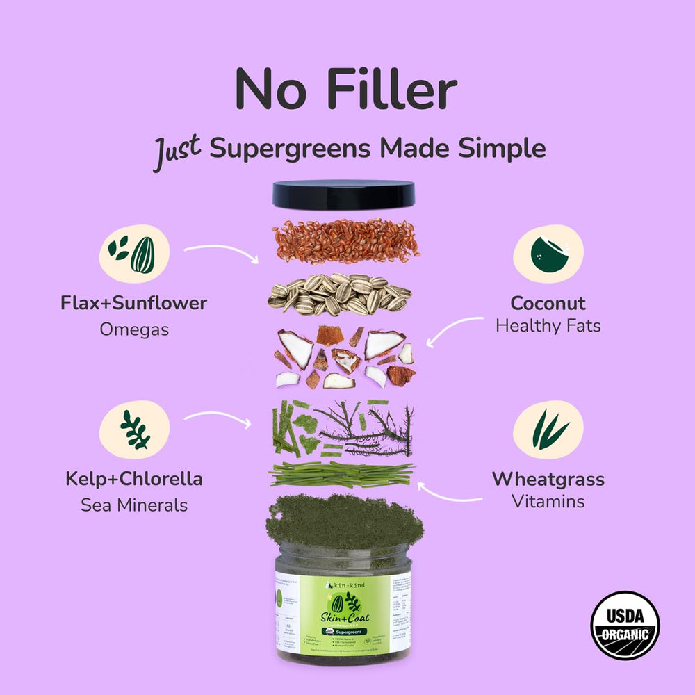 Kin Kind Skin & Coat: algues séchées et kelp pour nutriments.
