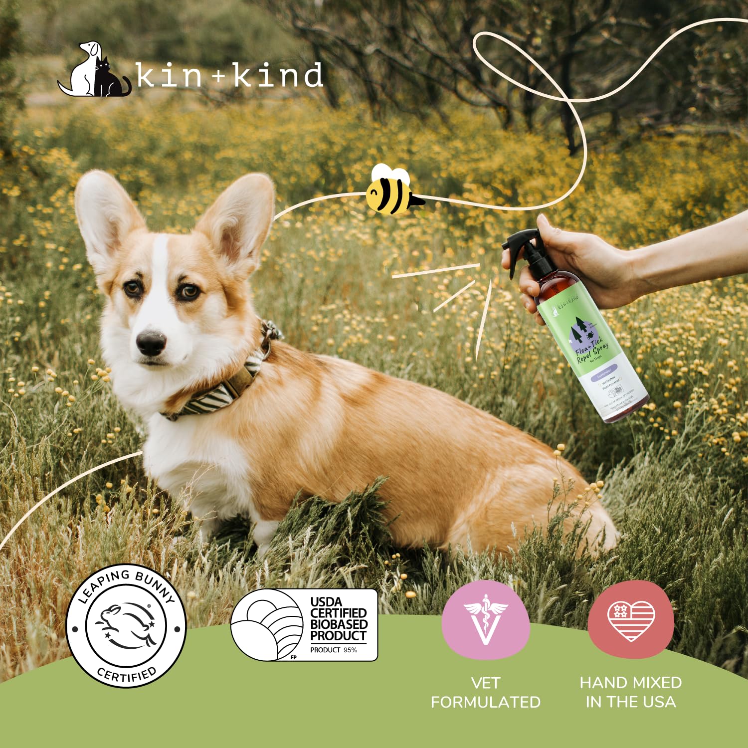 Kin-kind certifications cruelty-free et biobased, choix éthique.