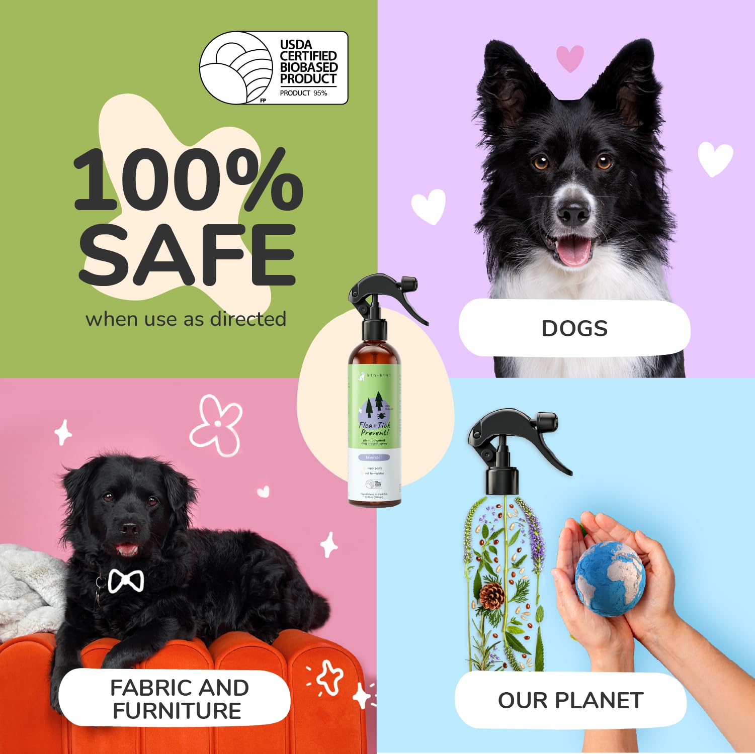 Kin+Kind Ingrédients Spray Menthe Romarin Cedre: facilité d'entretien