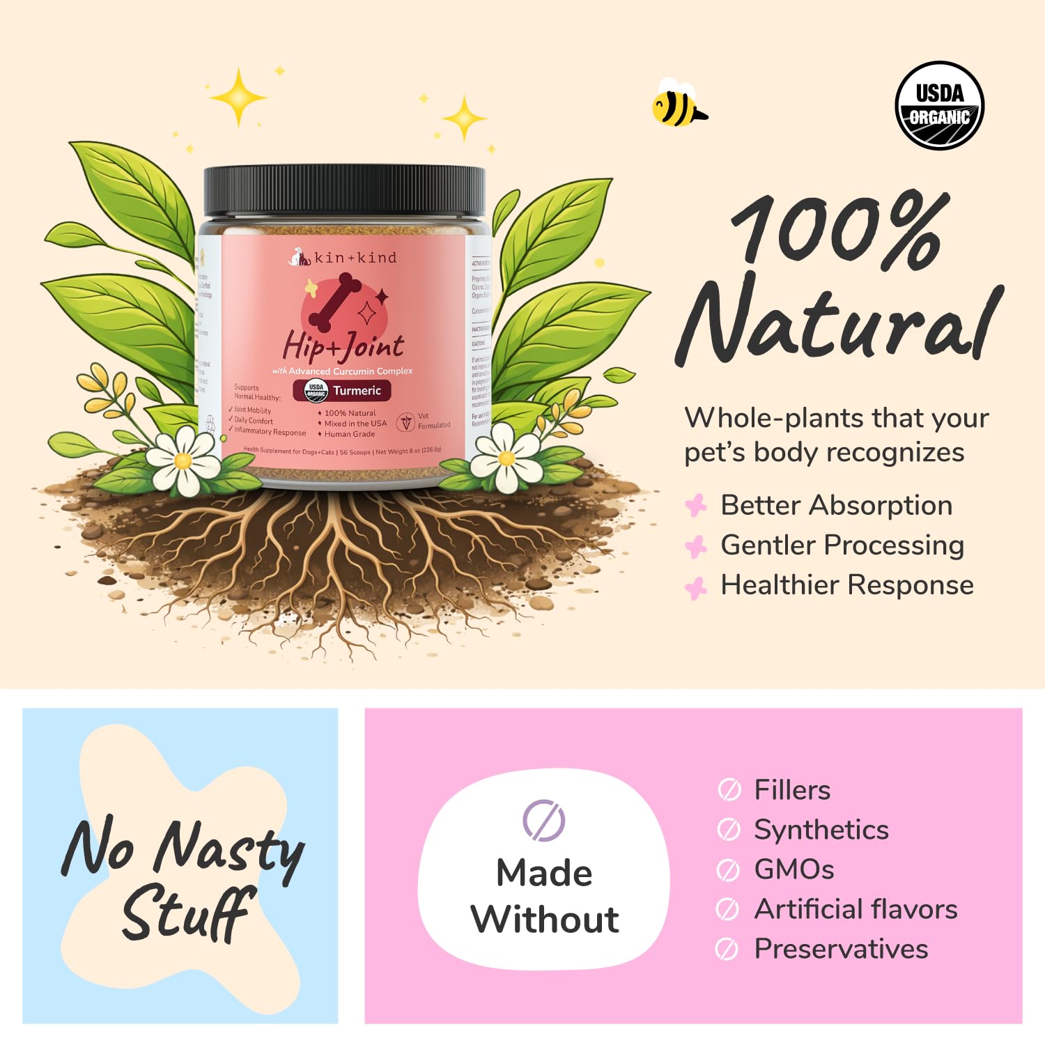 Kin+Kind noix de coco bio – base naturelle et sans additifs.