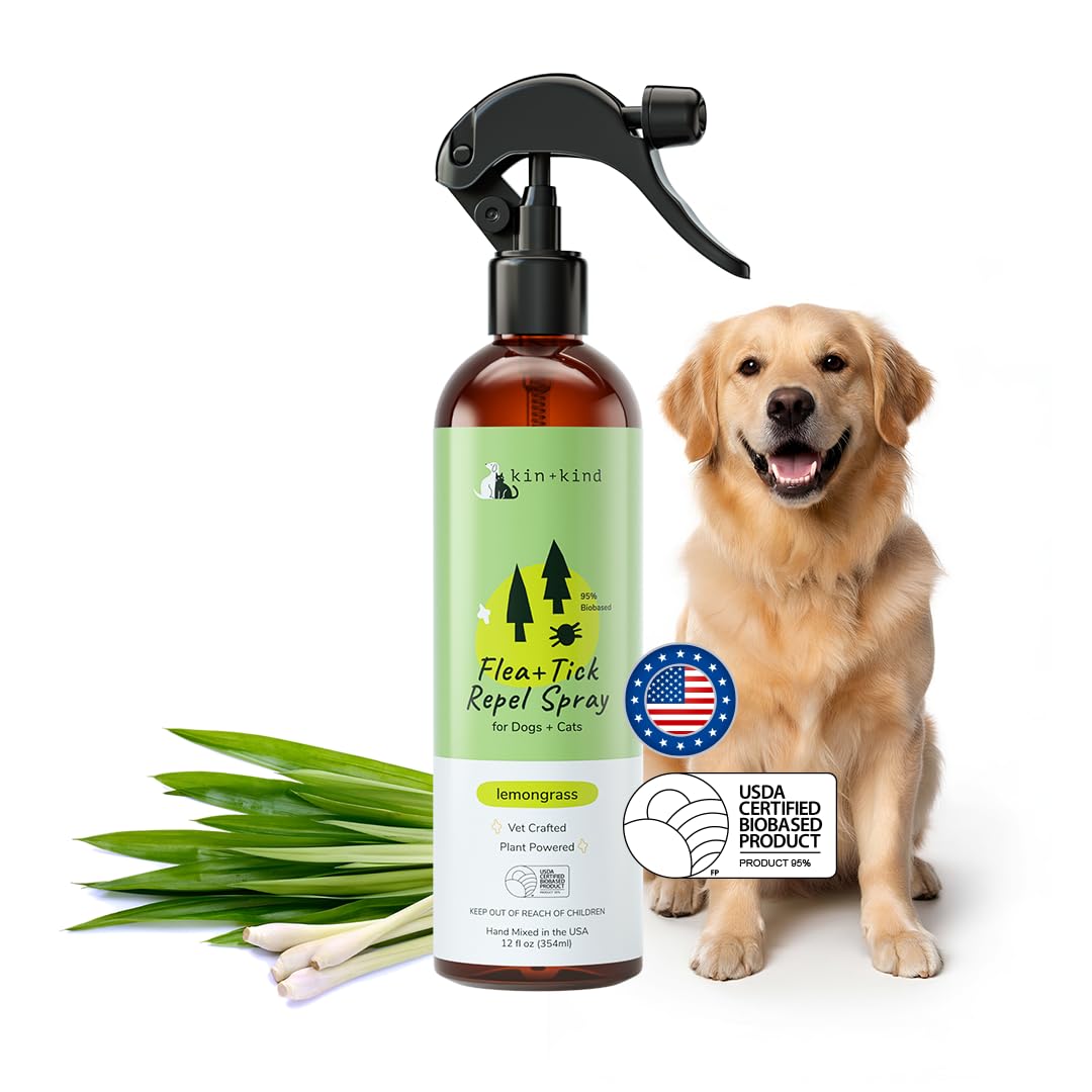 Kin+Kind spray anti-puces et tiques pour chiens et chats, protection douce