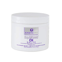 Kinetic Vet EquiShield CK Salve sur la bouteille, soin quotidien facile pour la peau équine.