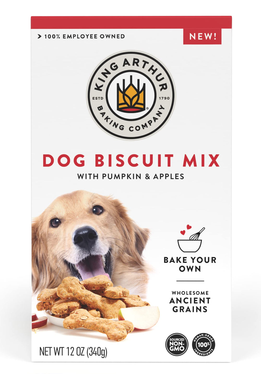 King Arthur Mélange biscuits chien potiron-pomme — emballage pratique pour démarrer la cuisson