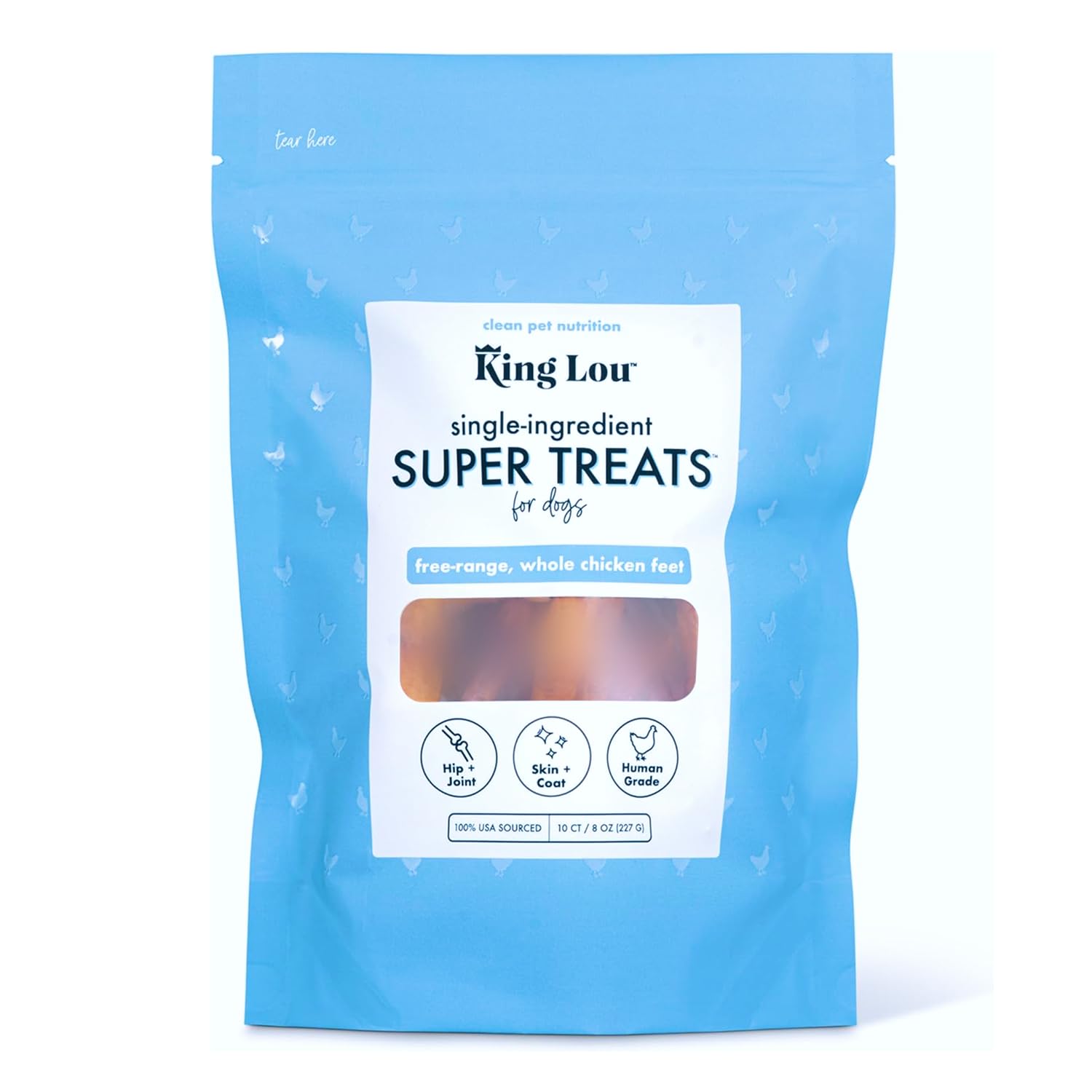 King Lou pattes de poulet entier pour chien, friandise naturelle et croquante
