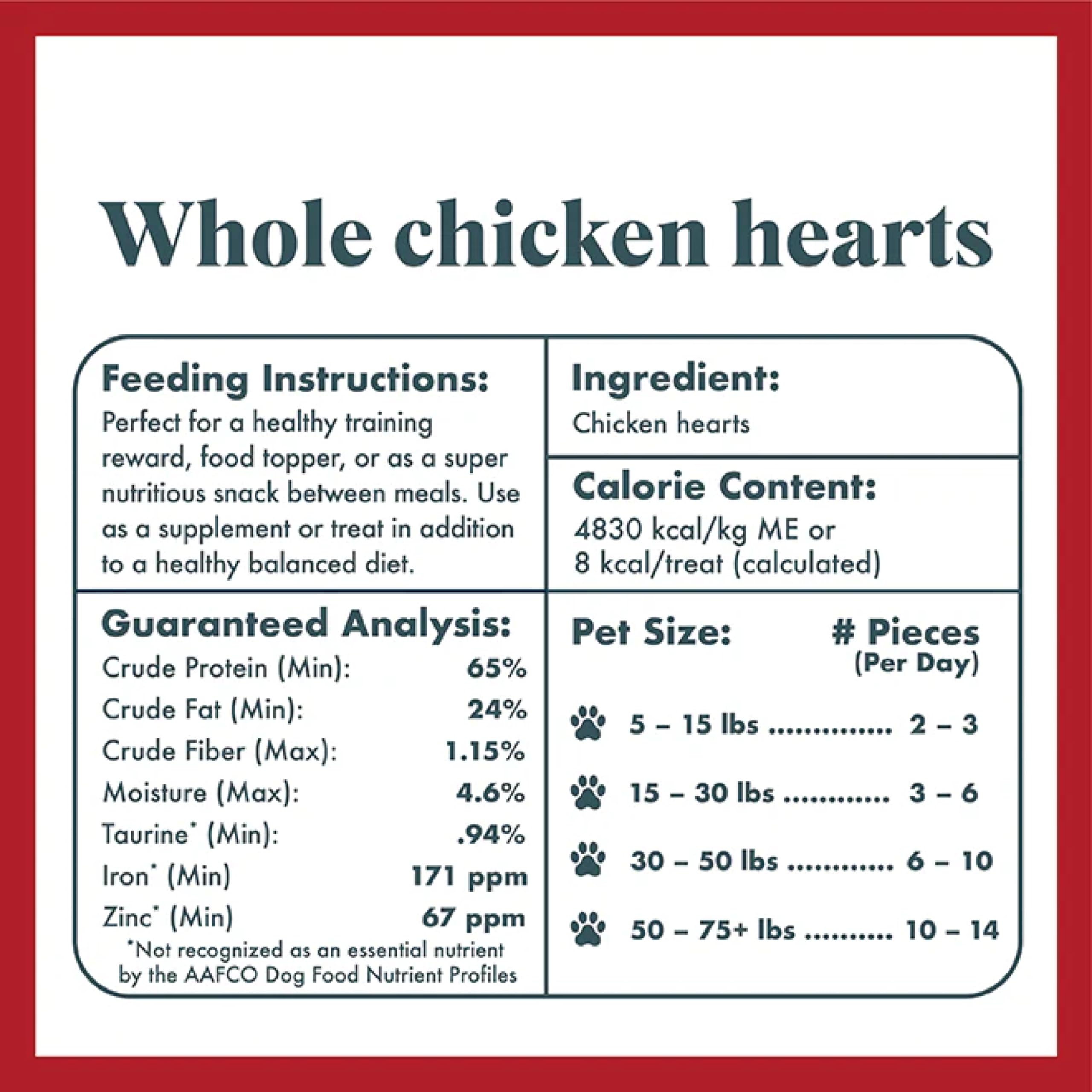 King Lou Pets: coeurs de poulet entiers séchés fabriqués aux États‑Unis.