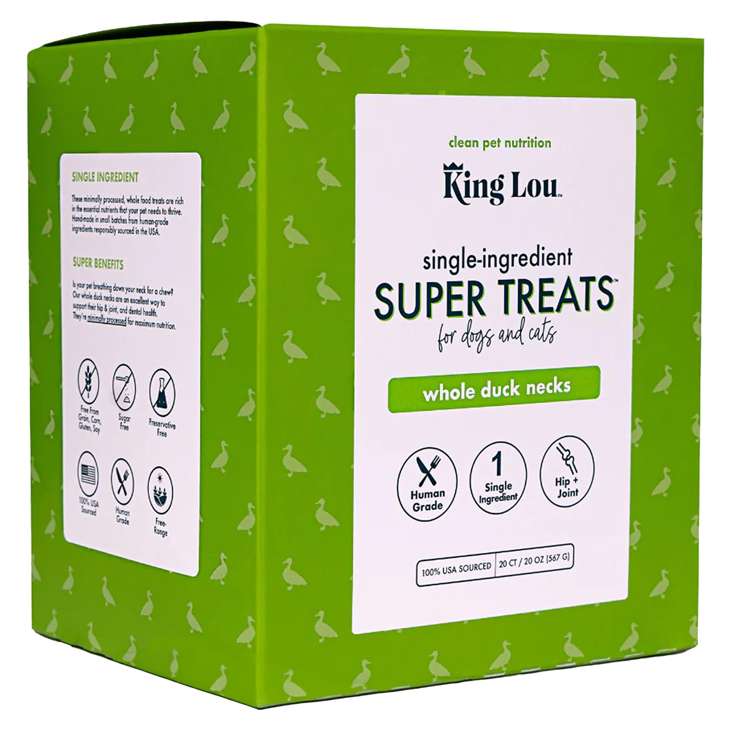King Lou Pets - Cou de canard entier, friandise simple et savoureuse pour récompenser chiens et chats.