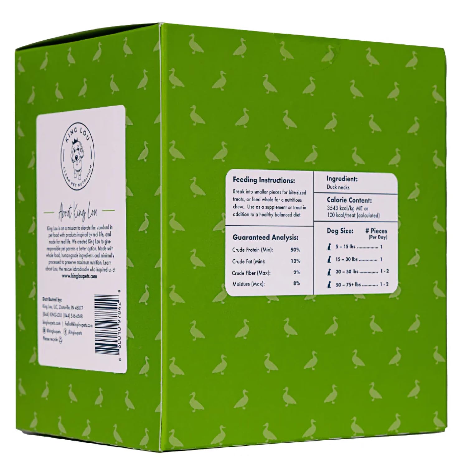 King Lou Pets - Cou de canard entier, prêt à servir sans additifs ni colorants.