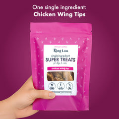 King Lou Pets ingrédients uniques, poulet élevé en liberté, snack simple.