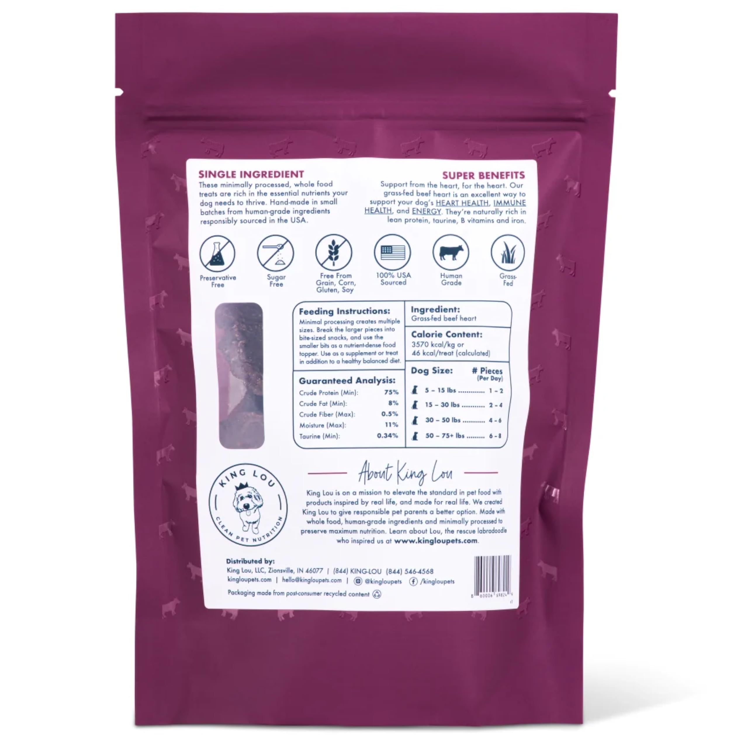 King Lou Snack durable Coeur boeuf - longue conservation et praticité