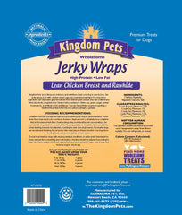 Friandises jerky de poulet Kingdom Pets, texture savoureuse et naturelle.