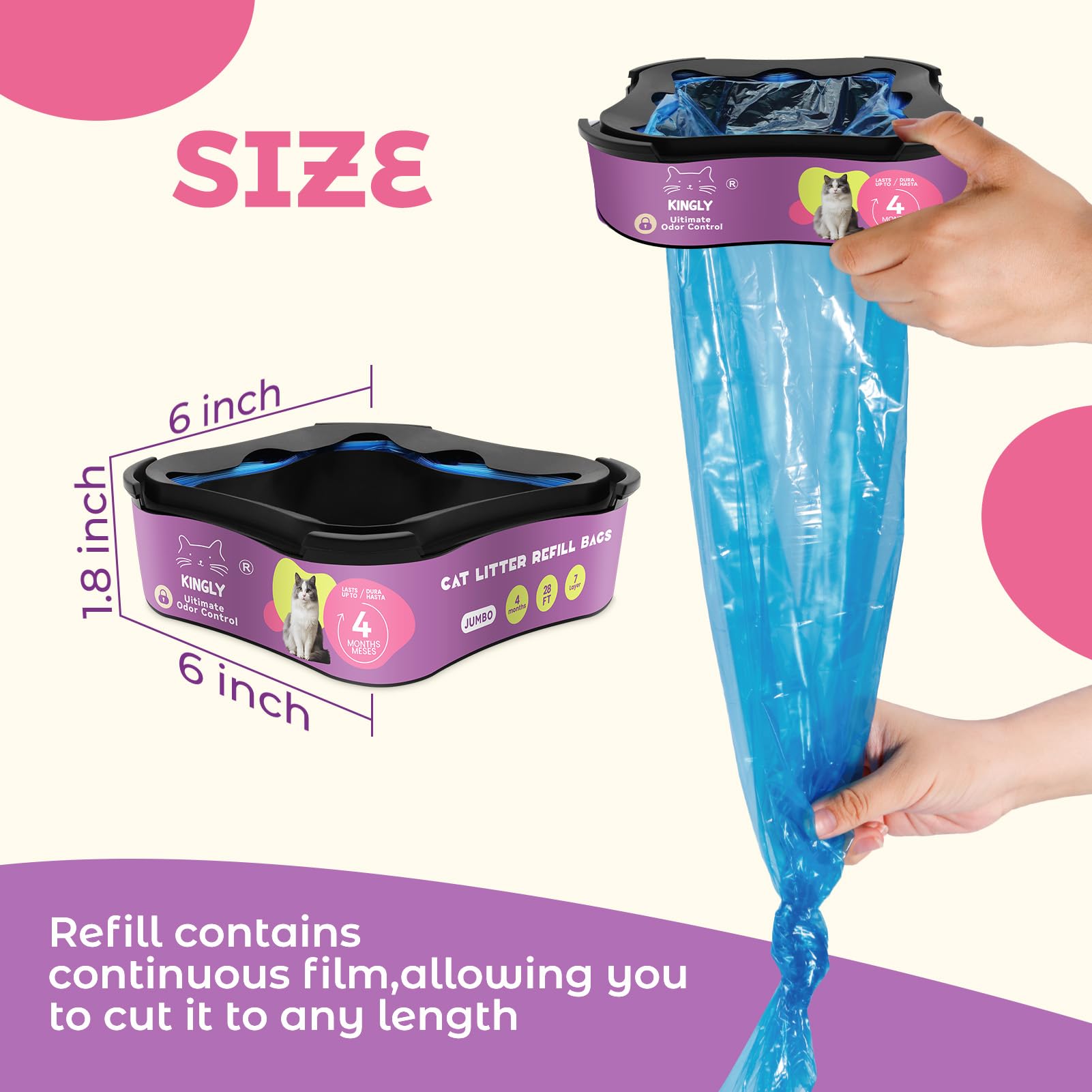 Kingly ensemble-8-sacs-litiere: solution pratique pour plusieurs semaines sans changement.