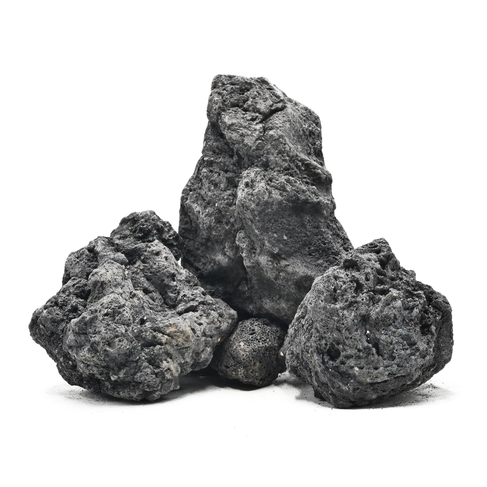 KingRUI roche volcanique noire – gros plan sur la texture poreuse favorisant la filtration.
