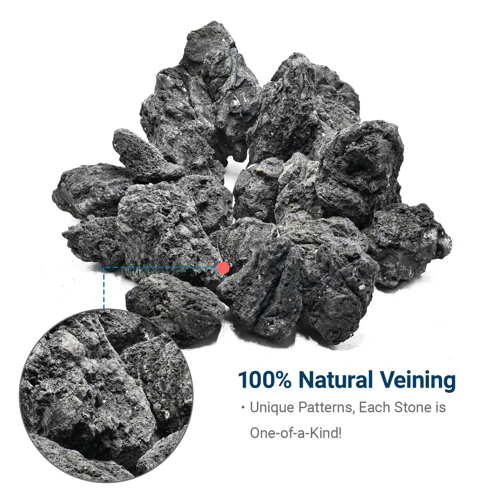 KingRUI roche volcanique noire – porosité visible améliorant la circulation de l'eau.