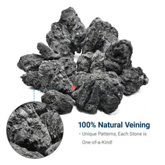 KingRUI roche volcanique noire – porosité visible améliorant la circulation de l'eau.
