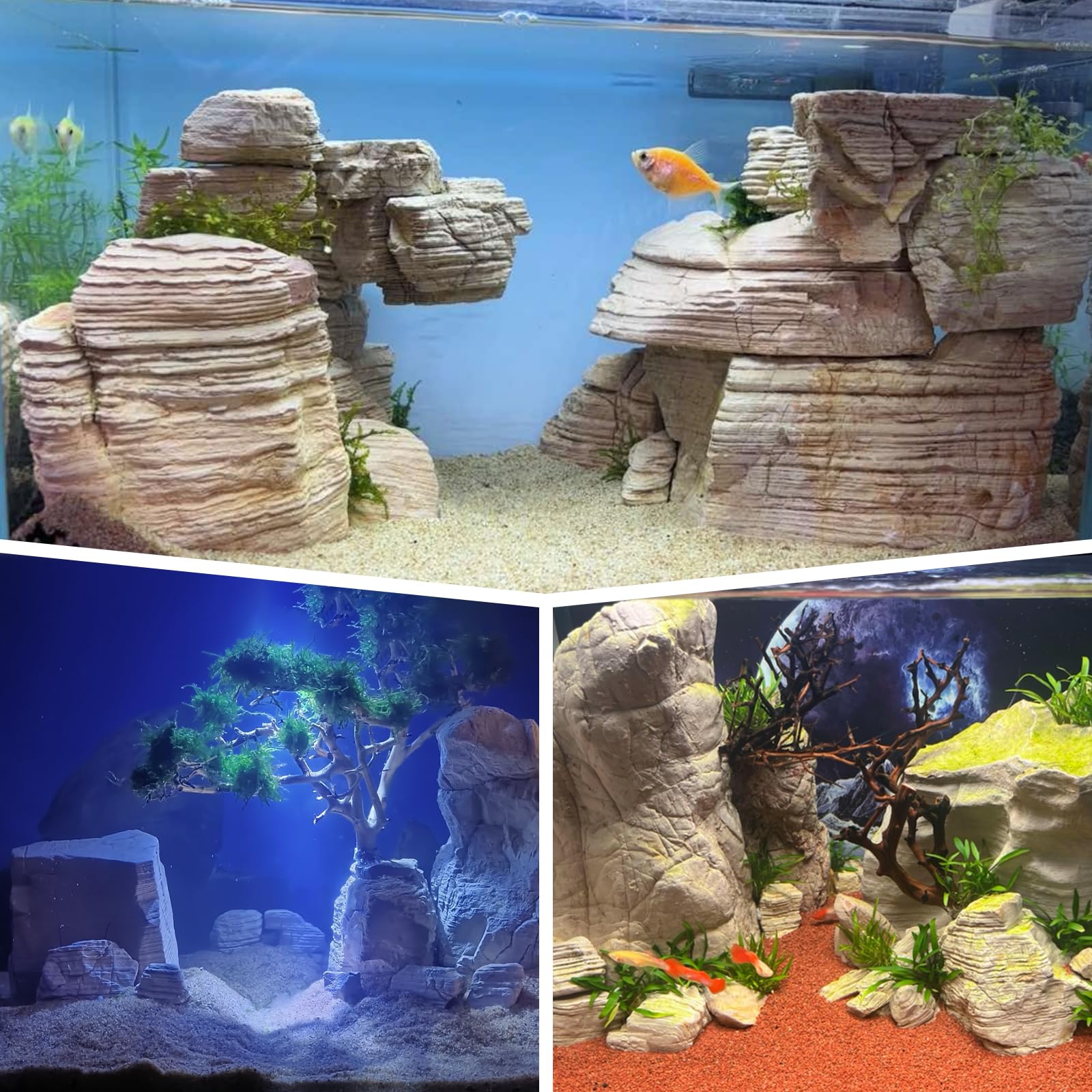 KINGRUI roches naturelles pagode, faciles à disposer dans aquarium ou terrarium.