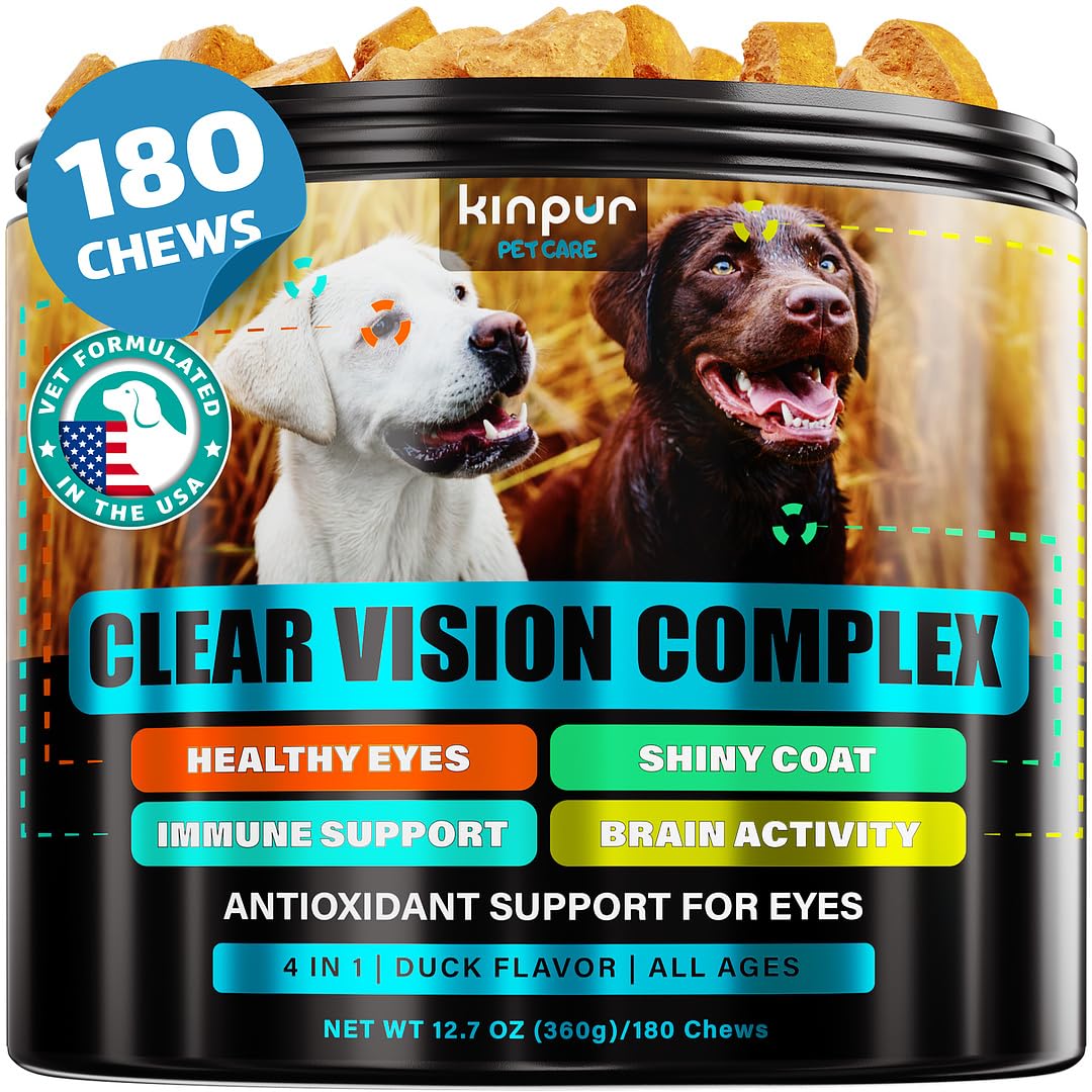 Kinpur Vitamines Yeux Chien Bouteille: soutien potentiel à la vision et à la santé oculaire.
