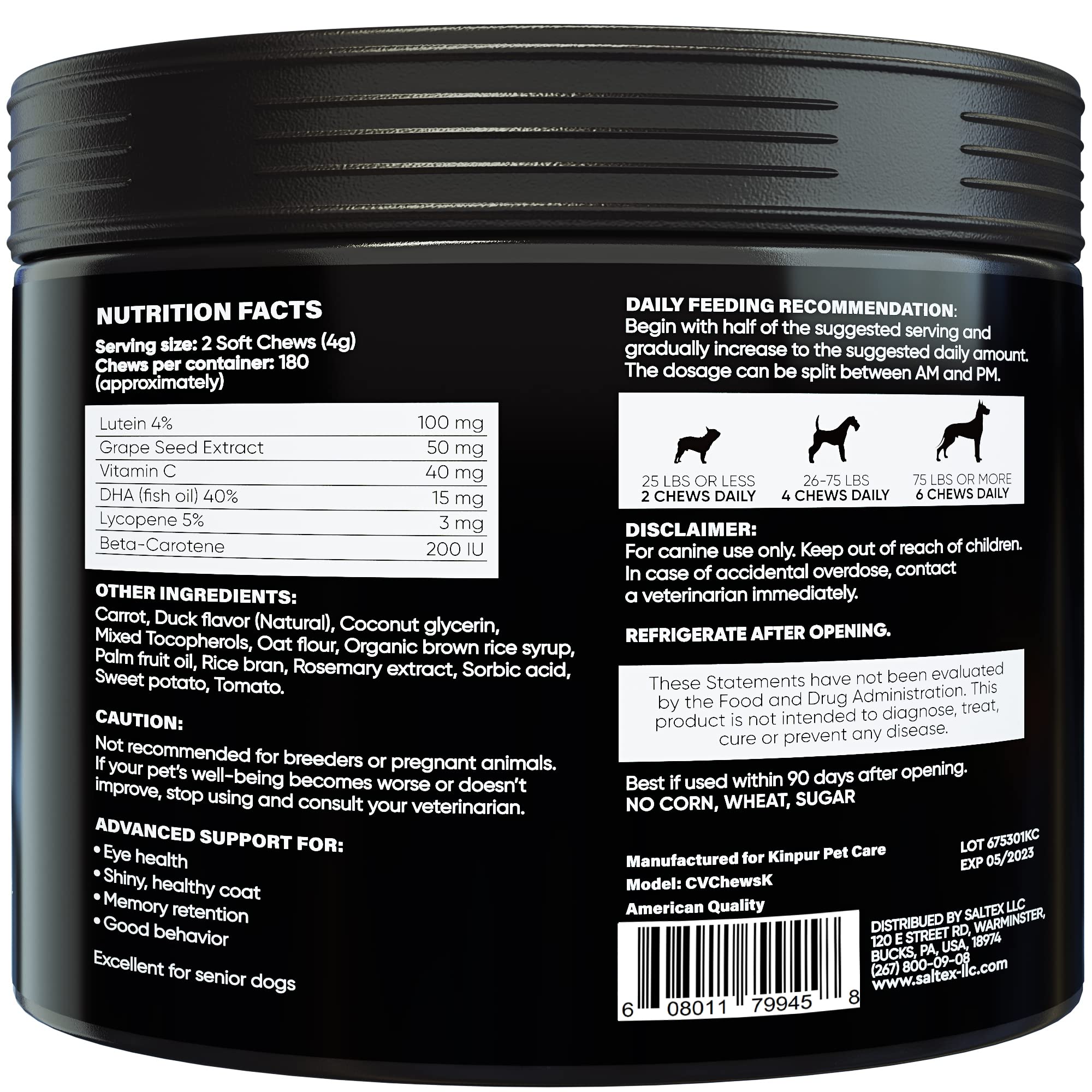 Kinpur Vitamines Yeux Chien Tous âges: comprimés faciles à mâcher.