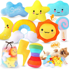 Ensemble KIPRITII de 9 jouets peluche pour chiots, stimulation ludique et bonus de rangement